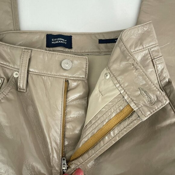 Citizens Of Humanity Isola Cropped Boot‎ Recycled Leather Pants Cashew Patent 24 - Picture 11 of 16